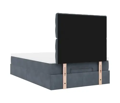 Osmanų Lovos Rėmas Su Čiužiniais, Pilkas, 120X200cm Aksomas