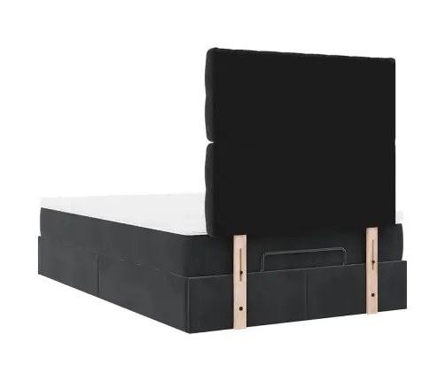 Osmaņu Gultas Rāmis Ar Matračiem Melns 120X200 Cm Samts Vidaxl