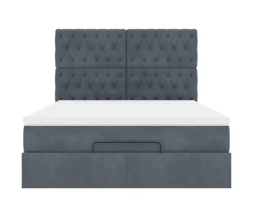 Osmaņu Gultas Rāmis Ar Matračiem Tumši Pelēks 140X190Cm Samts Vidaxl