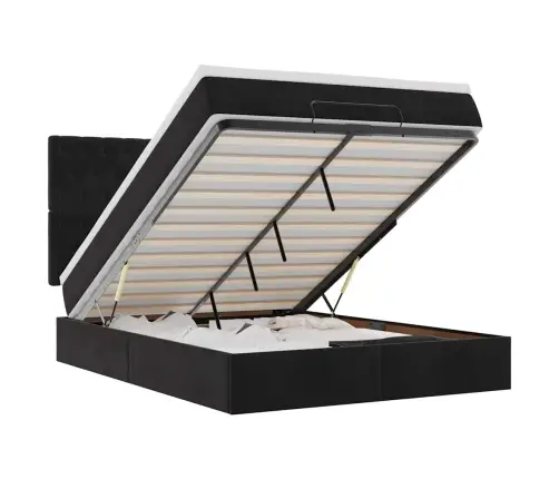 Osmaņu Gultas Rāmis Ar Matračiem Melns 140X190 Cm Samts Vidaxl