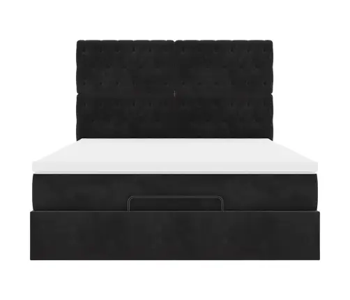 Osmaņu Gultas Rāmis Ar Matračiem Melns 140X190 Cm Samts Vidaxl