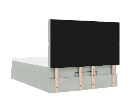 Osmaņu Gulta Ar Matračiem, Gaiši Pelēks, 140X200Cm, Samts Vidaxl