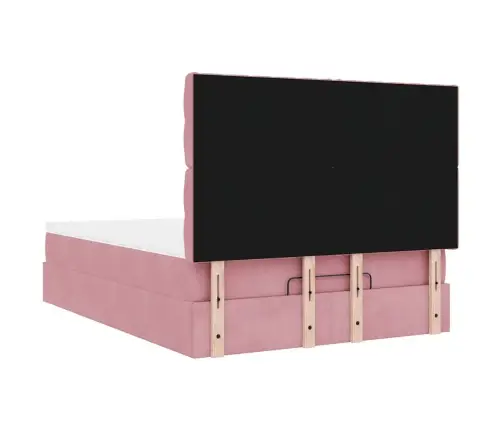 Ottomani Voodi Madratsitega Roosa 140X200Cm Samet