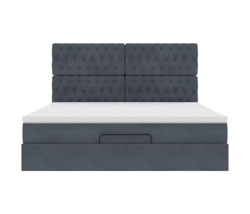 Osmaņu Gultas Rāmis Ar Matračiem Tumši Pelēks 160X200Cm Audums Vidaxl Osmaņu Gultas Rāmis Ar Matračiem Tumši Pelēks 160X200Cm Audums Vidaxl