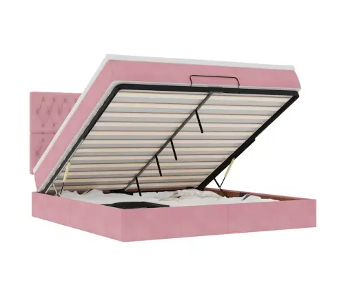 Osmaņu Gultas Rāmis Ar Matračiem Rozā 160X200Cm Audums Vidaxl
