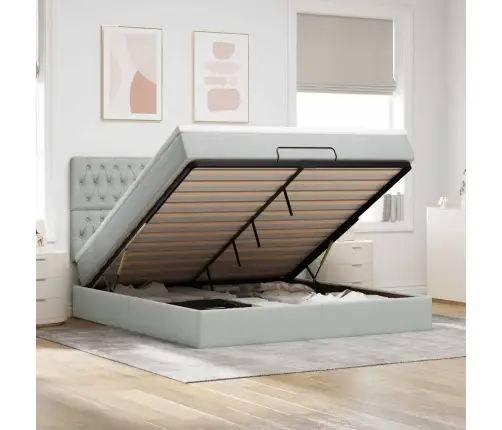 Osmaņu Gultas Rāmis Ar Matračiem Gaiši Pelēks 180X200Cm Audums Vidaxl