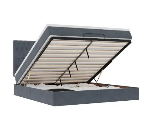 Osmaņu Gultas Rāmis Ar Matračiem Tumši Pelēks 180X200Cm Audums Vidaxl