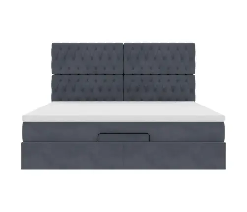 Osmaņu Gultas Rāmis Ar Matračiem Tumši Pelēks 180X200Cm Audums Vidaxl