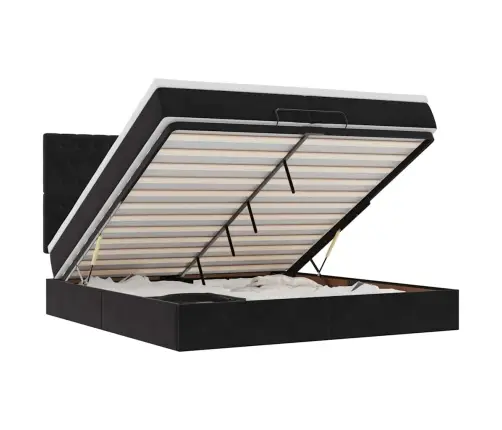 Osmanų Lovos Rėmas Su Čiužiniais, Juodas, 200X200cm Aksomas