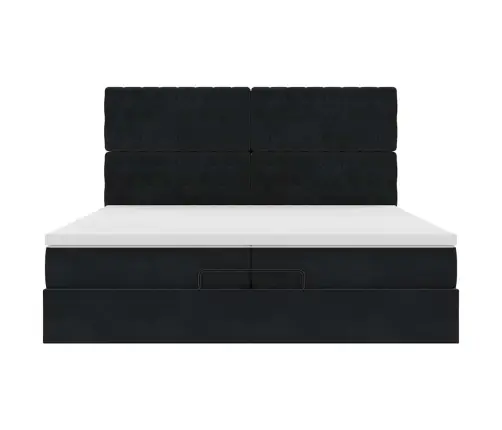 Osmanų Lovos Rėmas Su Čiužiniais, Juodas, 200X200cm Aksomas