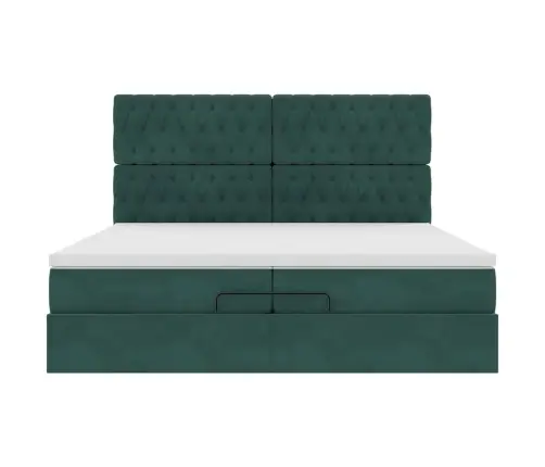 Osmanų Lovos Rėmas Su Čiužiniais, Žalias, 200X200cm Aksomas