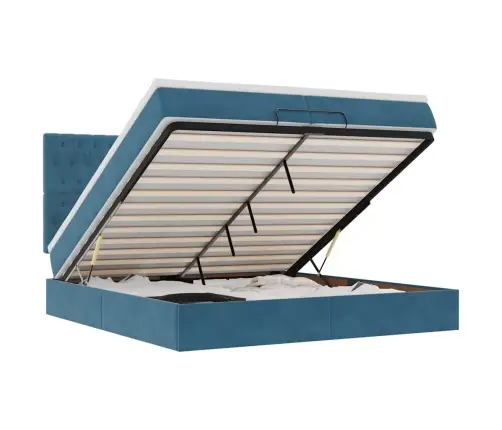 Osmaņu Gultas Rāmis Ar Matračiem Tumši Zils 200X200Cm Audums Vidaxl