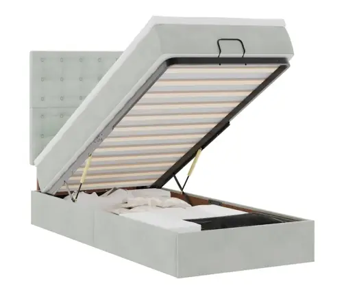 Osmaņu Gultas Rāmis Ar Matračiem Gaiši Pelēks 90X200Cm Samts Vidaxl