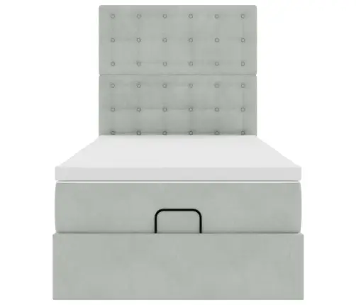 Osmaņu Gultas Rāmis Ar Matračiem Gaiši Pelēks 90X200Cm Samts Vidaxl