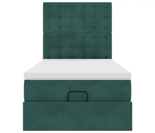 Osmaņu Gultas Rāmis Ar Matračiem Tumši Zaļš 100X200Cm Samts Vidaxl