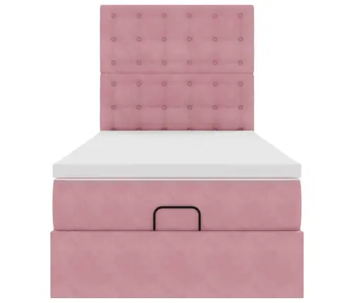 Osmaņu Gultas Rāmis Ar Matračiem Rozā 100X200Cm Samts Vidaxl