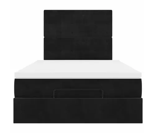 Osmanų Lovos Rėmas Su Čiužiniais, Juodas, 120X190 cm Aksomas