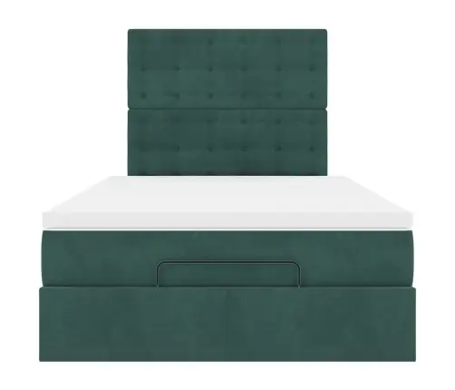 Osmaņu Gultas Rāmis Ar Matračiem Tumši Zaļš 120X190Cm Samts Vidaxl