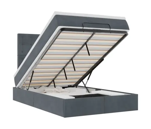 Osmanų Lovos Rėmas Su Čiužiniais, Pilkas, 120X200cm Aksomas