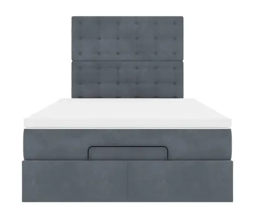 Osmanų Lovos Rėmas Su Čiužiniais, Pilkas, 120X200cm Aksomas