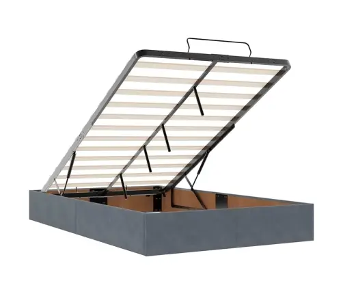 Osmanų Lovos Rėmas Su Čiužiniais, Pilkas, 120X200cm Aksomas