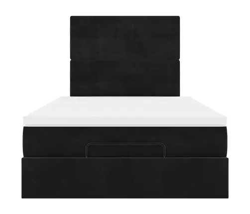 Osmanų Lovos Rėmas Su Čiužiniais, Juodas, 120X200cm Aksomas