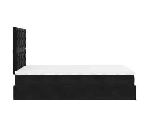 Osmanų Lovos Rėmas Su Čiužiniais, Juodas, 120X200cm Aksomas