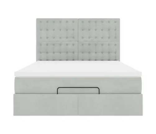 Osmaņu Gulta Ar Matračiem, Gaiši Pelēks, 140X190 Cm, Samts Vidaxl