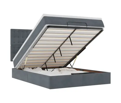 Osmaņu Gultas Rāmis Ar Matračiem Tumši Pelēks 140X190Cm Samts Vidaxl