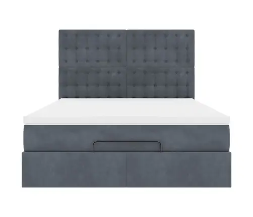 Osmaņu Gultas Rāmis Ar Matračiem Tumši Pelēks 140X190Cm Samts Vidaxl