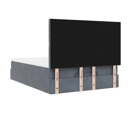 Osmaņu Gultas Rāmis Ar Matračiem Tumši Pelēks 140X190Cm Samts Vidaxl