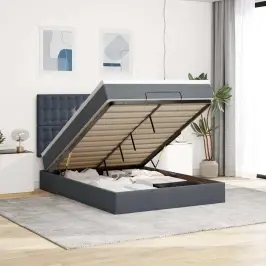Osmaņu Gultas Rāmis Ar Matračiem Tumši Pelēks 140X190Cm Samts Vidaxl