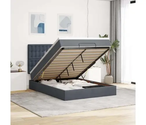 Osmaņu Gultas Rāmis Ar Matračiem Tumši Pelēks 140X190Cm Samts Vidaxl