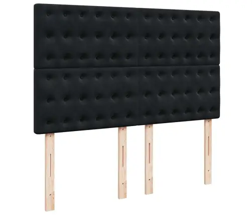 Osmaņu Gultas Rāmis Ar Matračiem Melns 140X190 Cm Samts Vidaxl