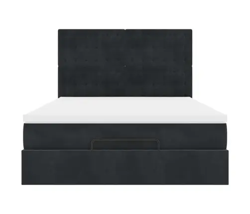 Osmaņu Gultas Rāmis Ar Matračiem Melns 140X190 Cm Samts Vidaxl