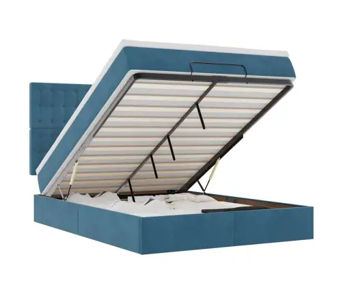 Osmanų Lova Su Čiužiniais Tamsiai Mėlyna 140X190Cm Velvet