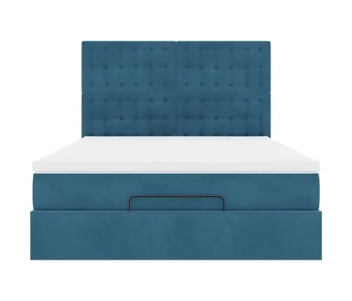 Osmanų Lova Su Čiužiniais Tamsiai Mėlyna 140X190Cm Velvet