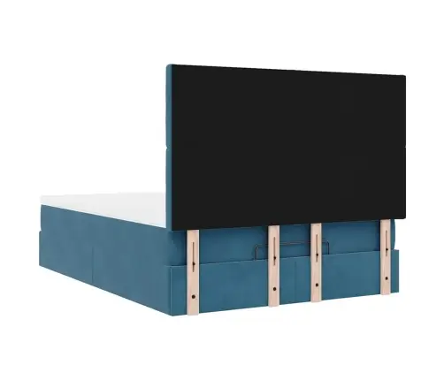 Osmanų Lova Su Čiužiniais Tamsiai Mėlyna 140X190Cm Velvet