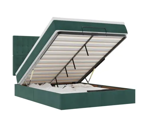 Ottomani Voodi Madratsitega, Tumeroheline, 140X200 cm Samet