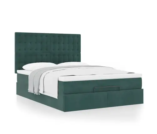 Ottomani Voodi Madratsitega, Tumeroheline, 140X200 cm Samet