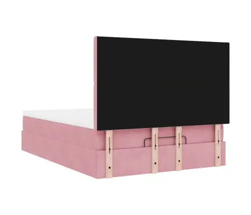 Ottomani Voodi Madratsitega Roosa 140X200Cm Samet