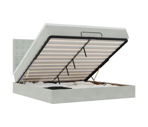 Osmaņu Gultas Rāmis Ar Matračiem Gaiši Pelēks 160X200Cm Audums Vidaxl