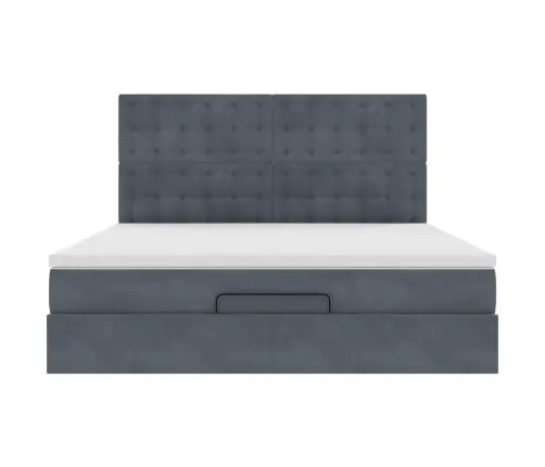 Osmaņu Gultas Rāmis Ar Matračiem Tumši Pelēks 180X200Cm Audums Vidaxl