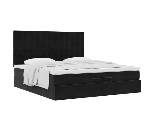 Osmaņu Gultas Rāmis Ar Matračiem Melns 180X200Cm Audums Vidaxl Osmaņu Gultas Rāmis Ar Matračiem Melns 180X200Cm Audums Vidaxl