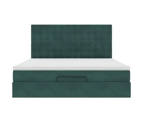 Osmaņu Gultas Rāmis Ar Matračiem Tumši Zaļš 180X200Cm Audums Vidaxl