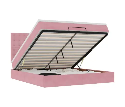 Osmaņu Gultas Rāmis Ar Matračiem Rozā 180X200Cm Audums Vidaxl