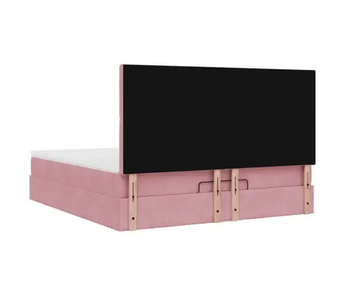 Osmaņu Gultas Rāmis Ar Matračiem Rozā 180X200Cm Audums Vidaxl