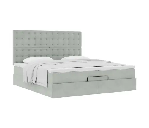 Osmaņu Gultas Rāmis Ar Matračiem Gaiši Pelēks 200X200Cm Audums Vidaxl