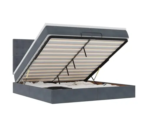 Osmaņu Gultas Rāmis Ar Matračiem Tumši Pelēks 200X200Cm Audums Vidaxl