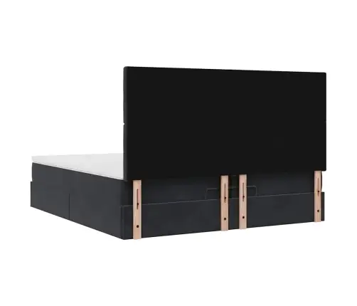 Osmanų Lovos Rėmas Su Čiužiniais, Juodas, 200X200cm Aksomas